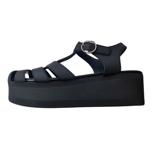 Jeffrey Campbell Ellie Platform Chunky 90s Y2k Fisherman Sandal 41 Black Jelly - Picture 4 of 12